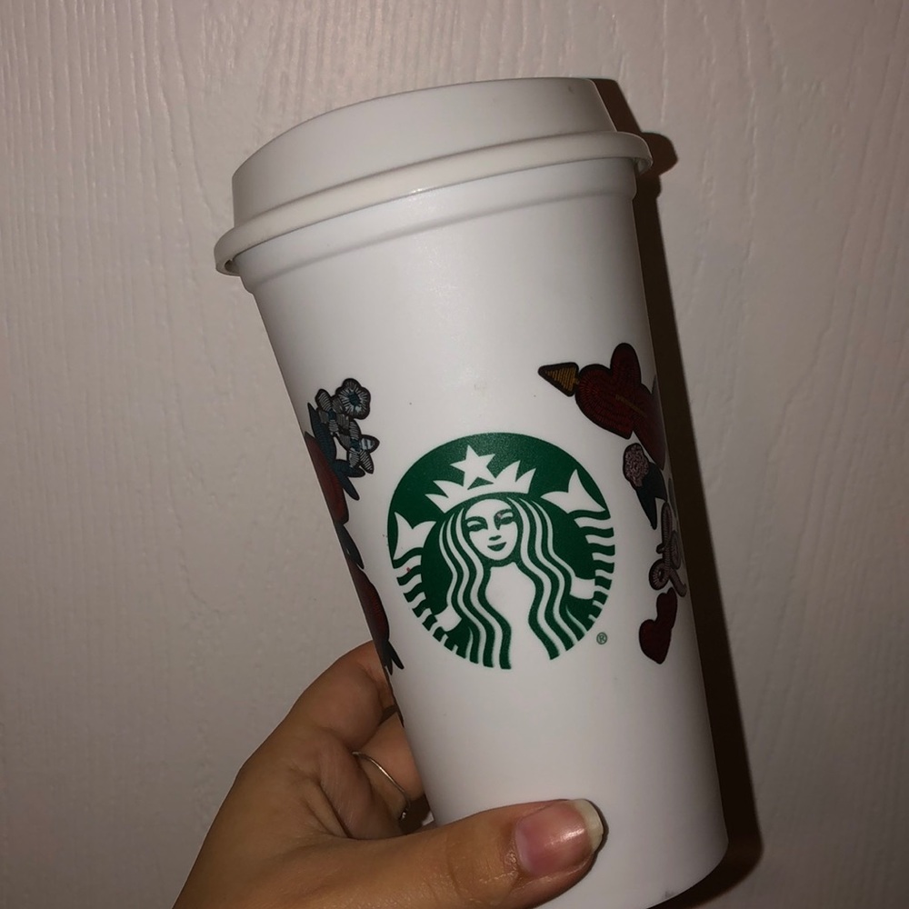 Cute flower reusable Starbucks white cup